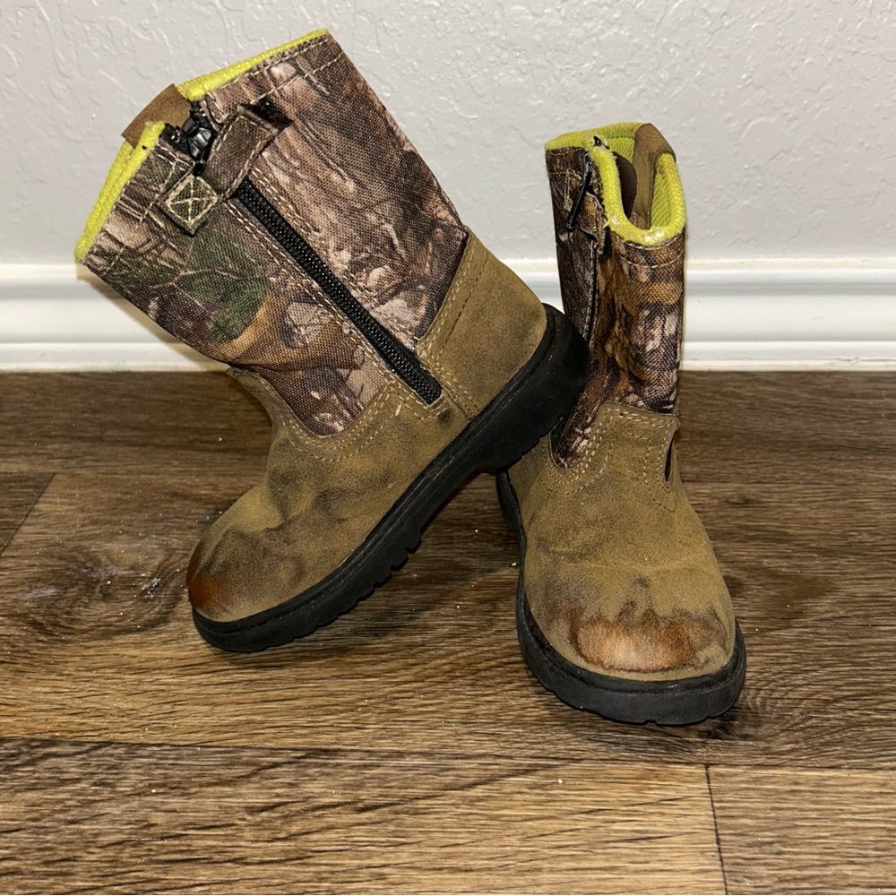 Toddler Magellan Brown Outdoor Camo Realtree Zip Up Boots Size 9 |F32